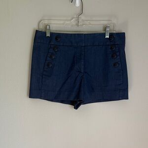 LOFT High Waist Navy Buttoned Shorts